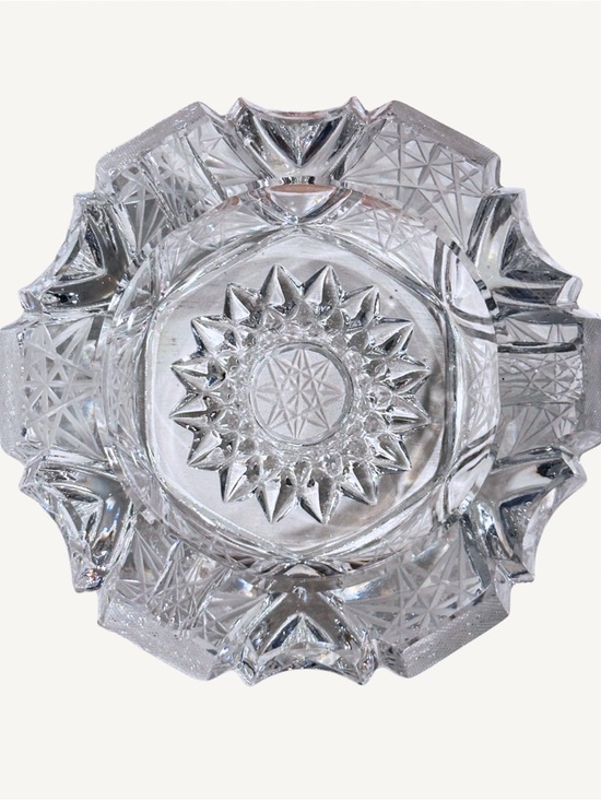 Vintage Other - American Brilliant Glass Hobstar Sunburst 6.5” Ashtray Catchall Dish